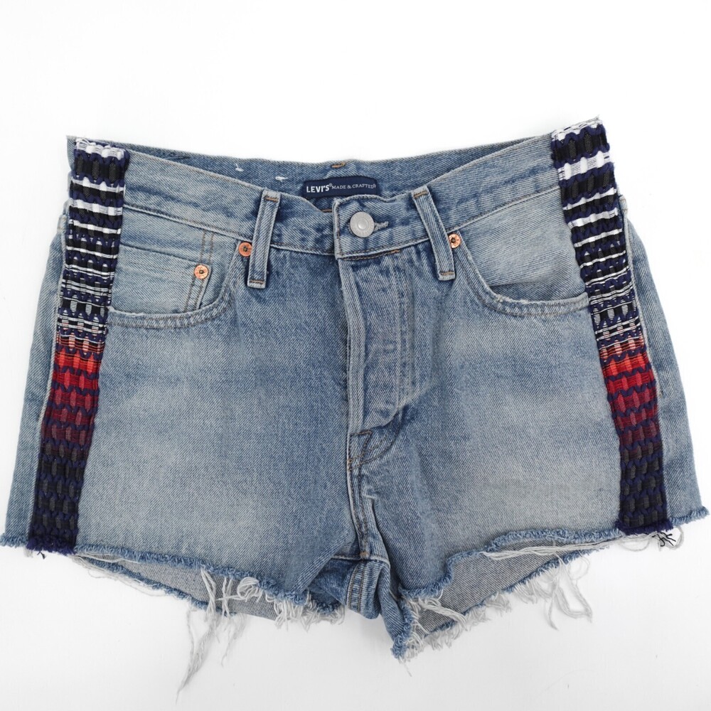 Vintage Levis 501 Shorts womens 26 Blue Denim Big E Cutoff Embroidered